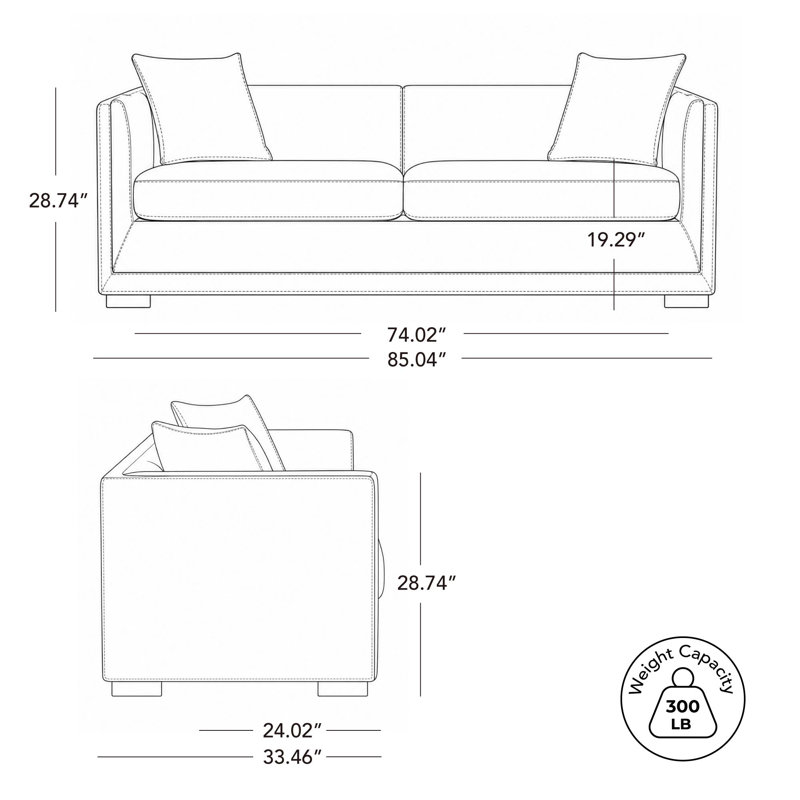 Elegant Upholstered Sofa With Solid Wood Legs