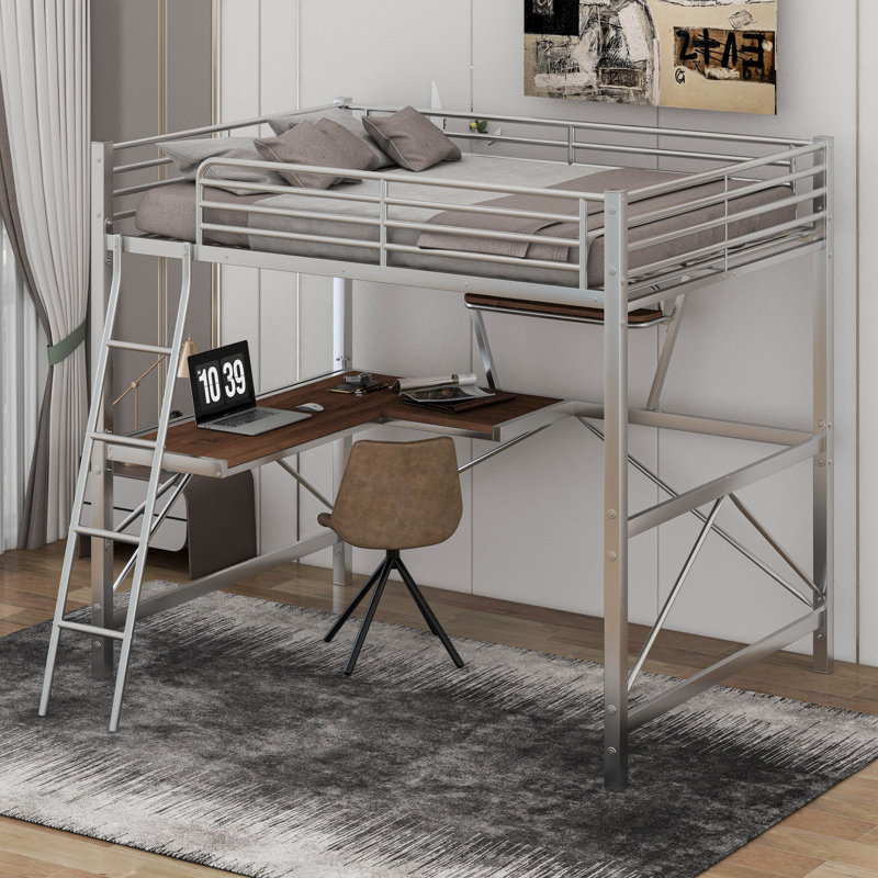 Lit mezzanine pour enfants Krystynn, Argent