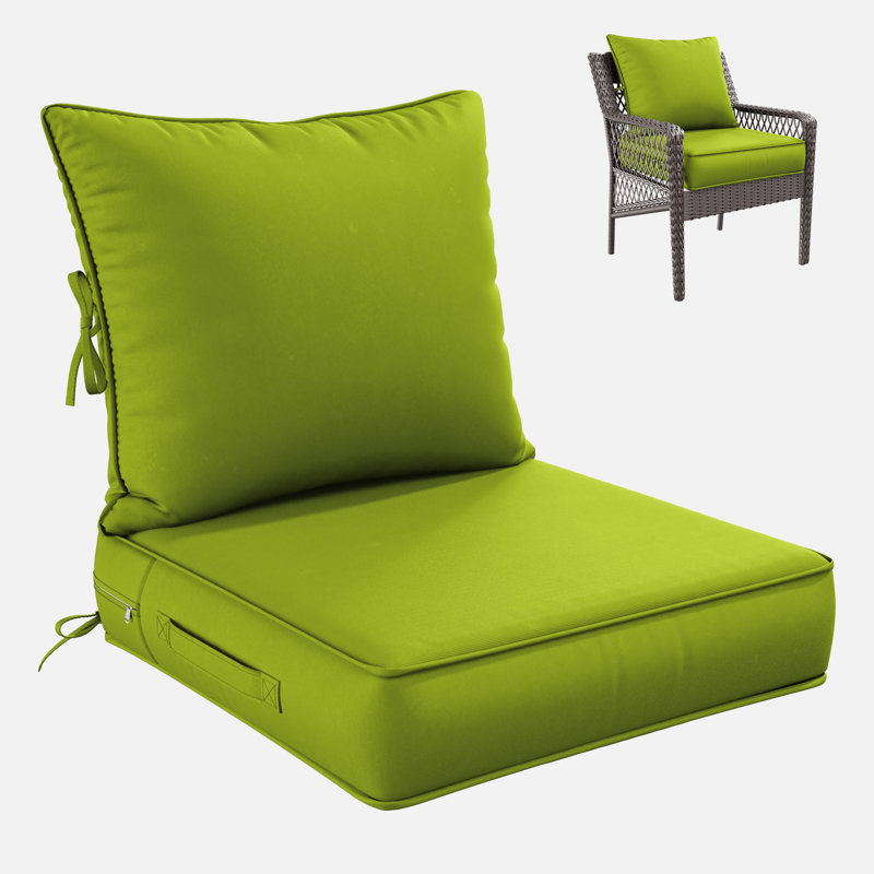 Outdoor Deep Seating Cushion Set Indoor And Outdoor Seat / Back Cushion, Available In 4 Sizes, 22" H x 24" W, Grass Green
