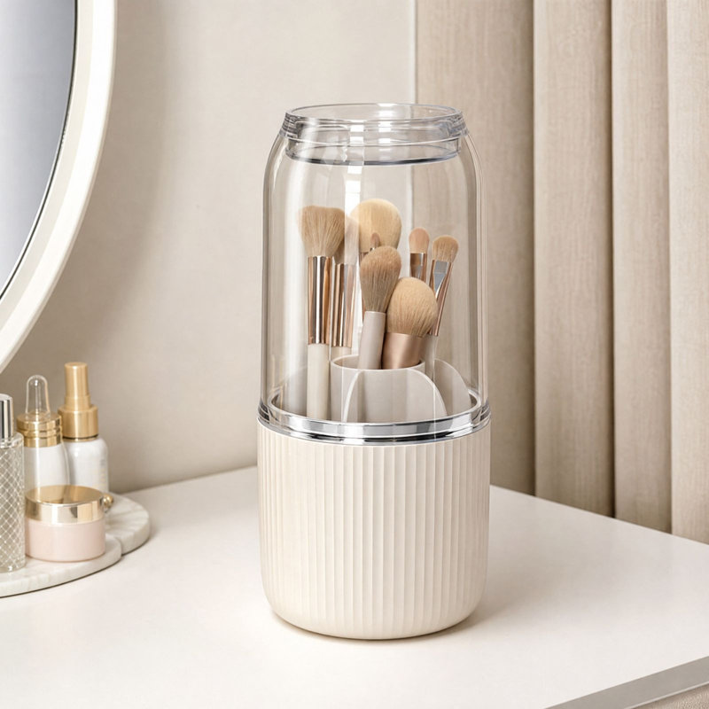 Boîte de rangement cosmétique rotative, lavable et séchant à l'air libre, organisateur de bureau anti-pinceaux pour les yeux et les pinceaux de maquillage