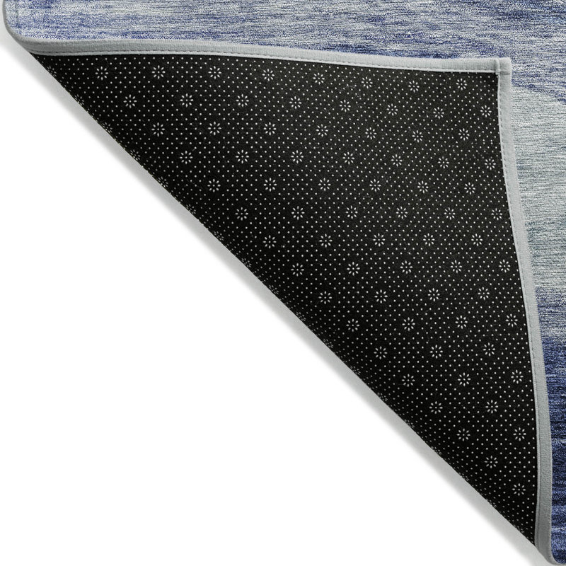 Tapis extérieur lavable abstrait bleu clair et bleu foncé 5 pi x 8 pi
