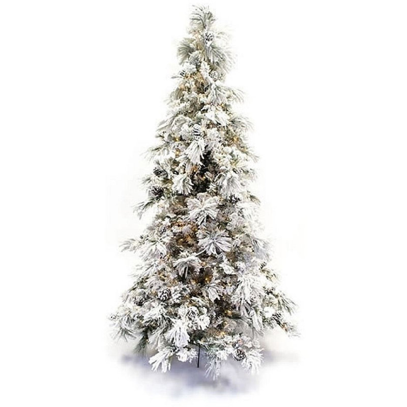 Flocked Long Needle Pine Pre-lit Christmas Tree, 7.5'