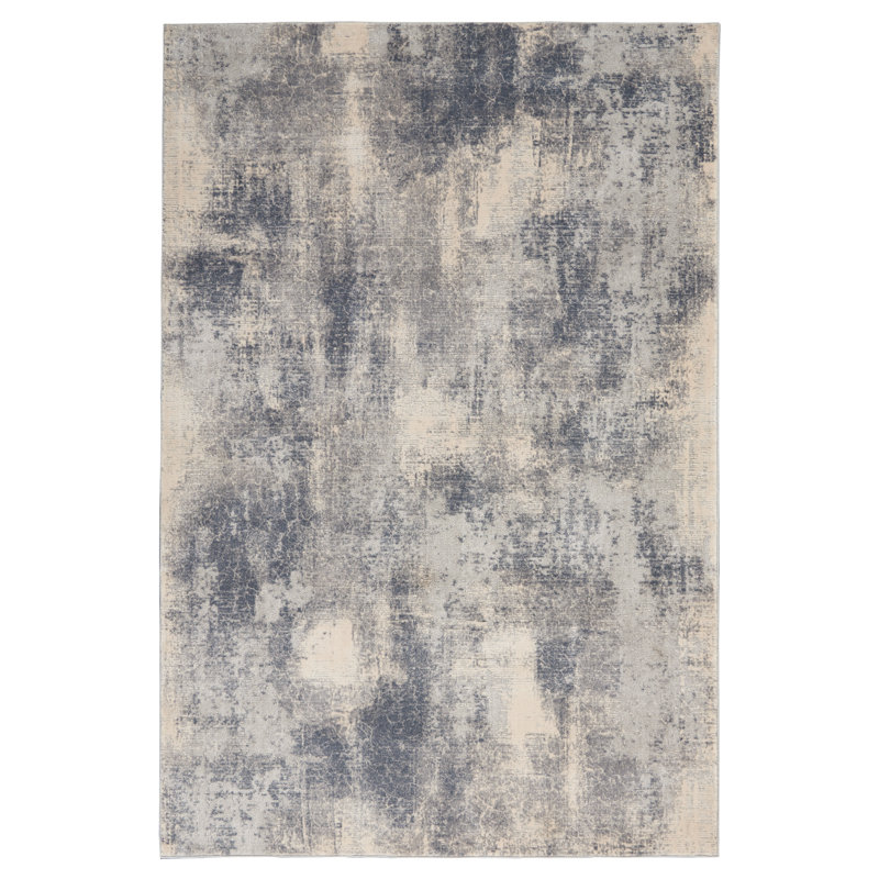 Tapis bleu Modern, Rectangle 3 pi 11 po x 5 pi 11 po