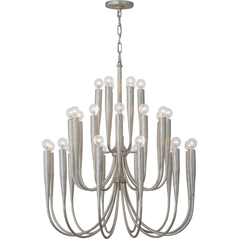 Julie Neill 30 - Light Chandelier, 34" H x 30" W x 30" D, Burnished Silver Leaf