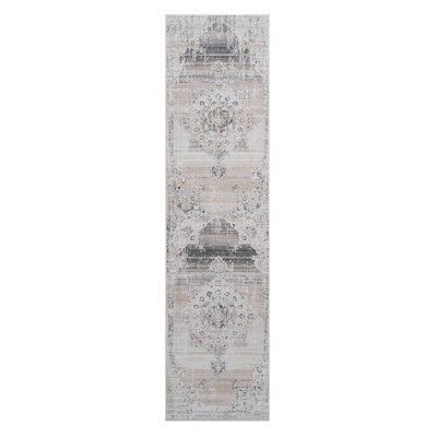 2X8 Cream / Beige / Medallion Runner Rug