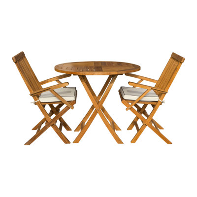 Outdoor 3 - Piece Teak Bistro Set with Cushions