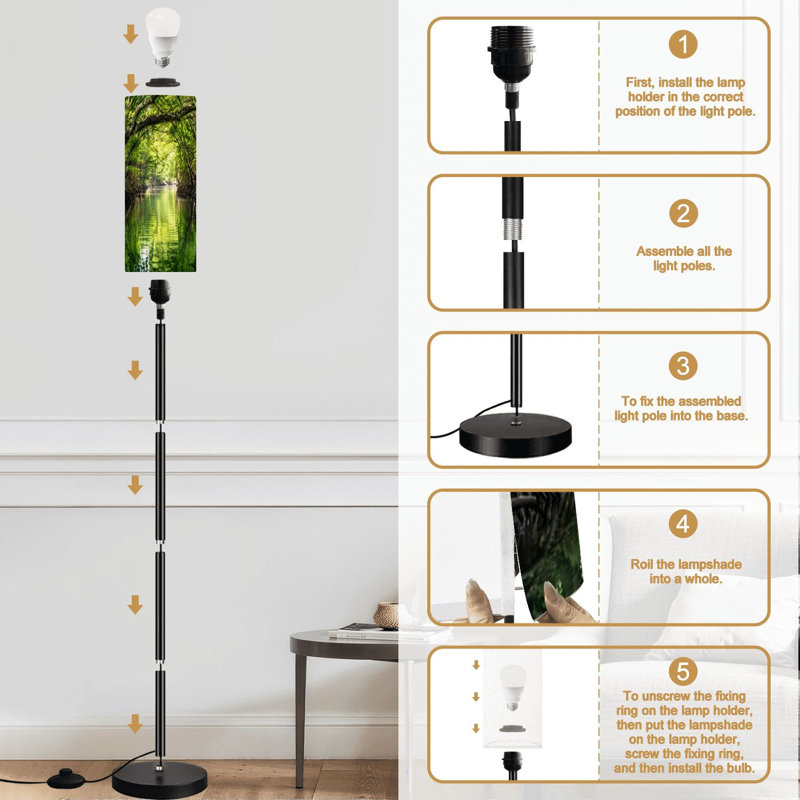 Lampe sur pied moderne à intensité variable avec abat-jour à pédale, abat-jour haut et mât pour le bureau de la chambre Everglades National Park Florida