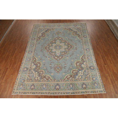 Light Blue Medallion  Traditional Area Rug 10x13