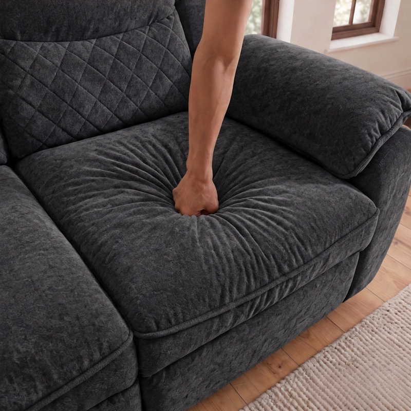 3 Piece Velvet Reclining Living Room Set, Dark Gray Velvet