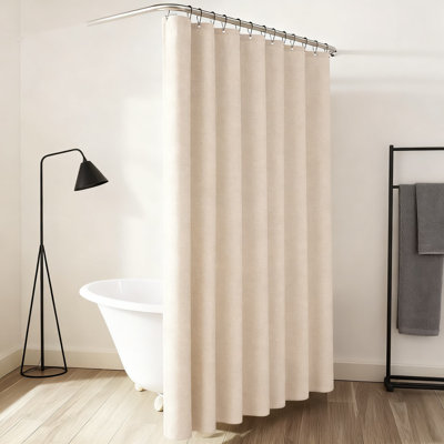 Ensemble de rideau de douche robuste en faux tissu de salle de bain en tissu imperméable avec crochets en métal Ourlet lesté de style hôtel pour baignoire