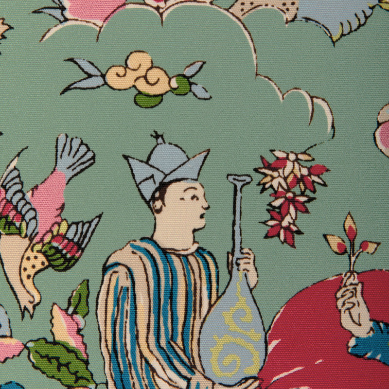 La Menagerie Shalimar Print 100% Cotton Fabric, Jade/Rose