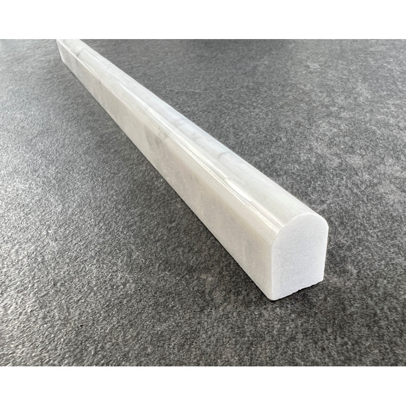 12'' L x 0.5'' W Marble Round Tile Trim, White Carrara