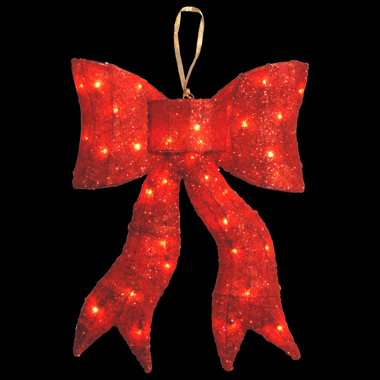 The Holiday Aisle® 16" Pre-Lit Gold Sisal Bow, Red