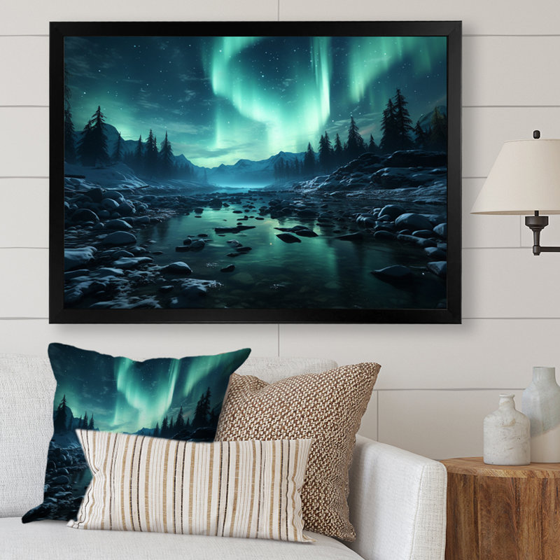 Aurore boréale «Natures Light», reproduction sur toile, H 34 po x l 44 po x P 1,5 po, Cadre photo noir