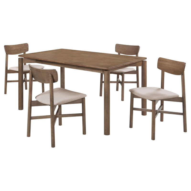 Ensemble de salle à manger 5 pièces Naoma, 5 pièces: table, 4 chaises, Noyer naturel
