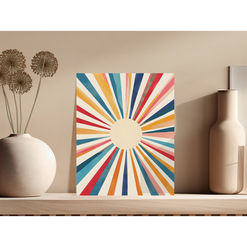 Retro Sunburst Wall Art, Abstract Canvas Print, Rays Artwork, Home Decor Gift Idea, Wrapped Canvas Art, Wall Decor for Home Lovers