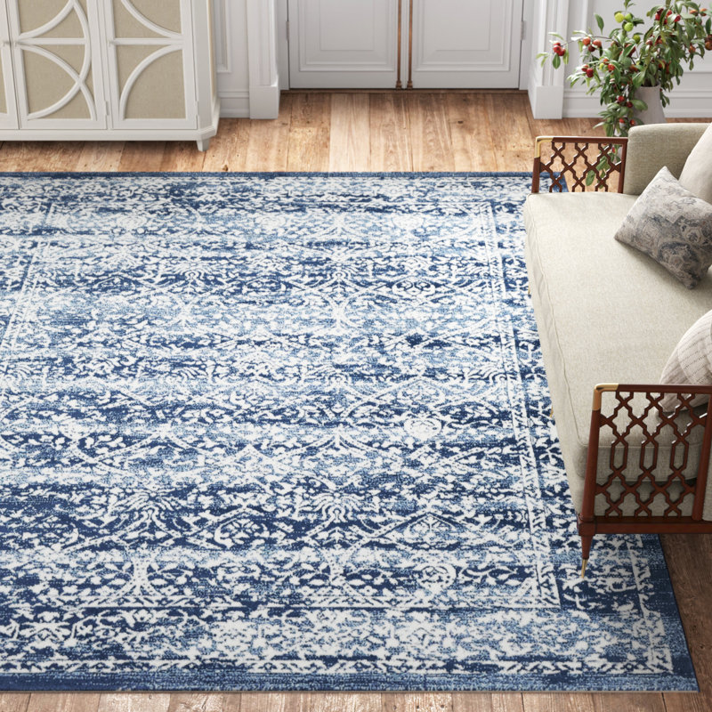 Tapis bleu marine / denim DeSoto, Rectangle 7 pi 10 po x 10 pi