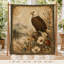 Couverture vintage à motif d'aigle et paysage de montagne fleuri, jeté rustique en flanelle orné d'une illustration animalière, idéal pour canapé, lit ou chalet, 101,6 x 127 cm-134873434