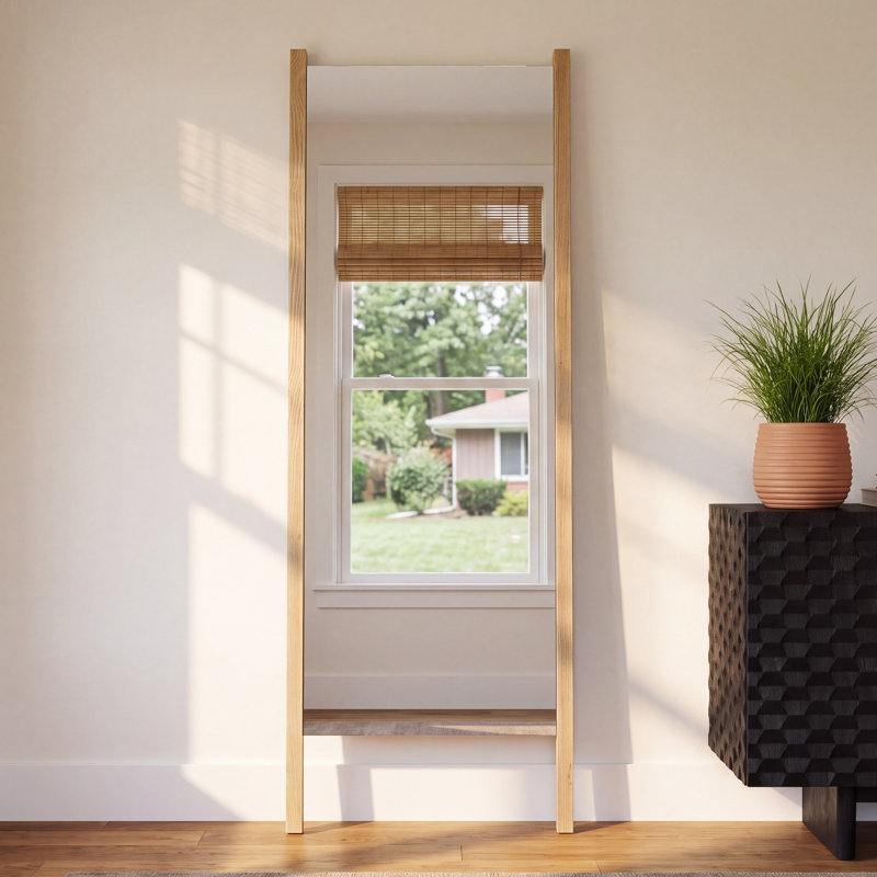 Angeles Solid Wood Rectangle Mirror, 72" x 24"
