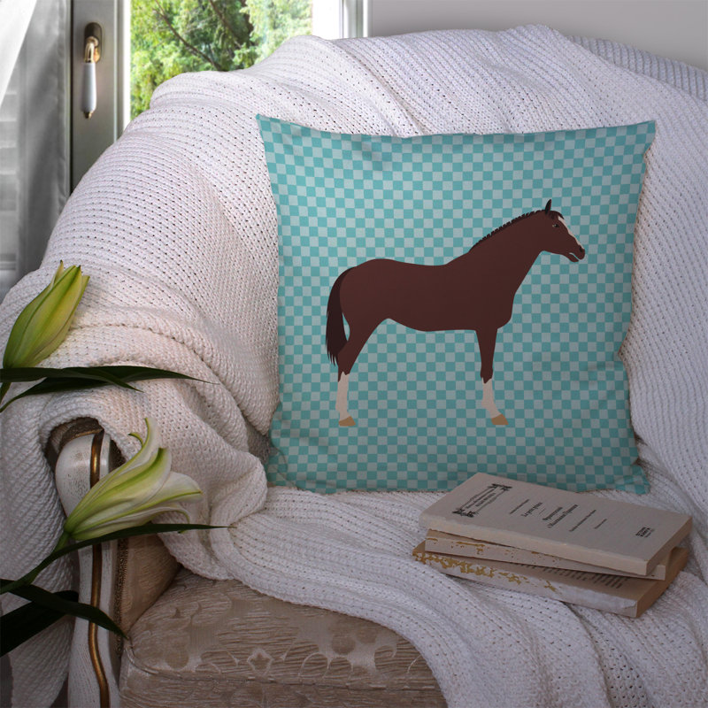 Coussin extérieur à contrôle de cheval english thoroughb, 14 po x 14 po, Bleu