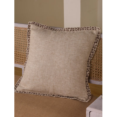 20x20 Floral Linen Pillow Cover With Hand Embroidered Edges