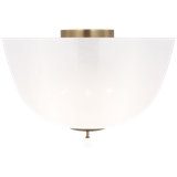 Brisa 16" Semi-Flush Mount  in Hand-Rubbed Antique Brass with White Strie Glass