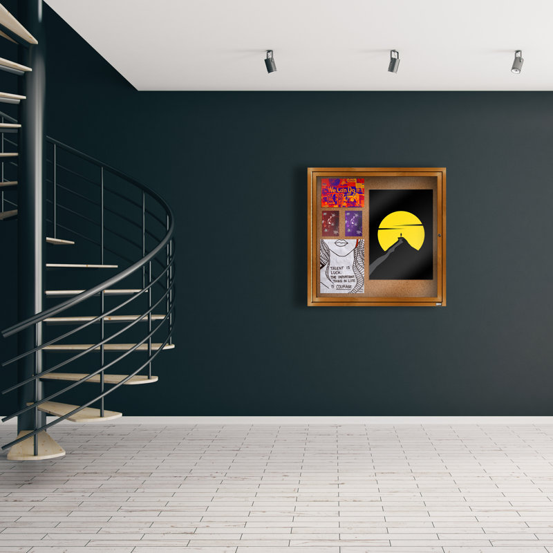 Tableau d’affichage mural en aluminium encastré, Bois de chêne, Un, H 36 po x l 36 po