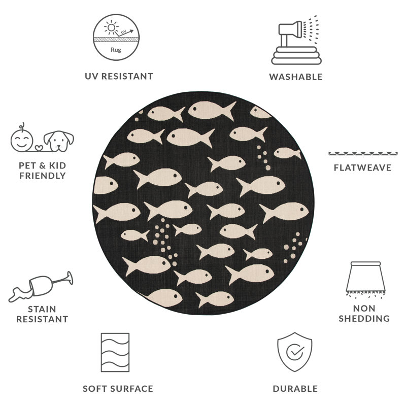 Tapis d'intérieur / extérieur Teneyck Performance, Rond 6 pi 7 po
