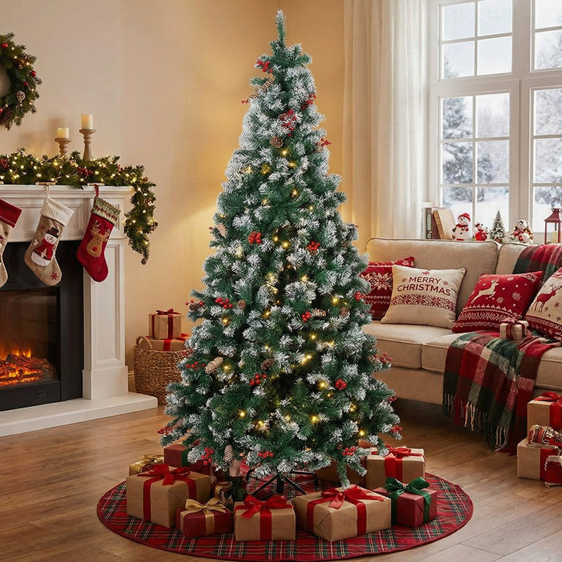 Lighted Artificial Pine Christmas Tree, 6.9' H