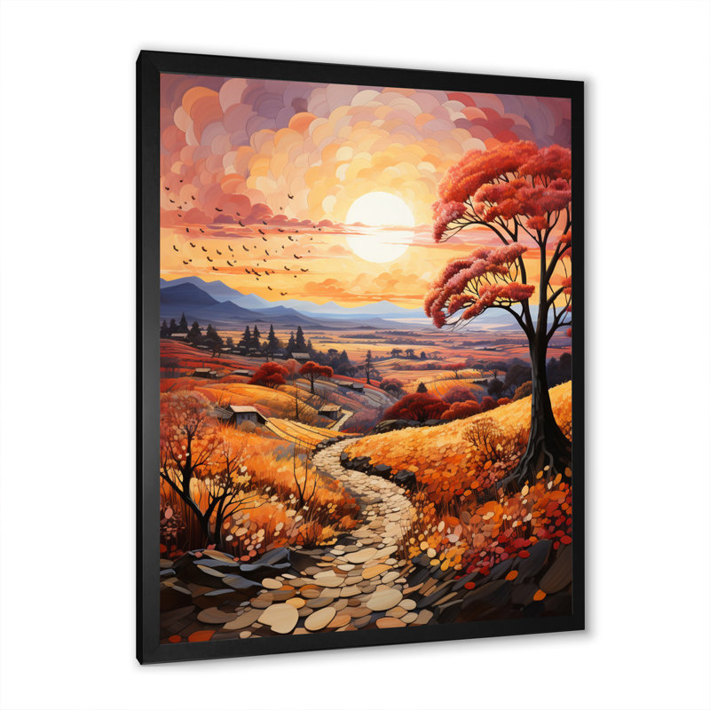«Charnock Countryside Autumnal Orchard Patchwork I», reproduction sur toile, H 32 po x l 16 po x P 1 po, Cadre photo noir
