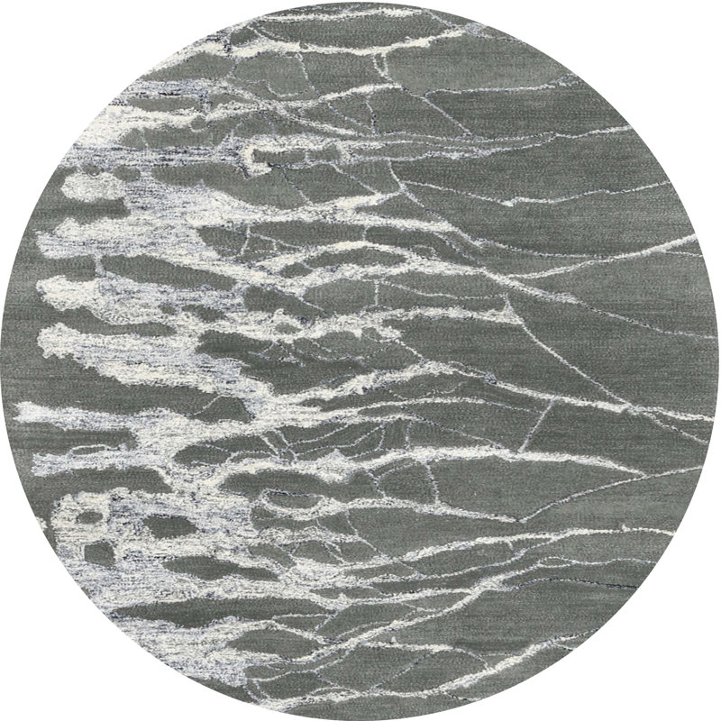 Tapis gris zone contemporaine, Rond 8 pi x 8 pi