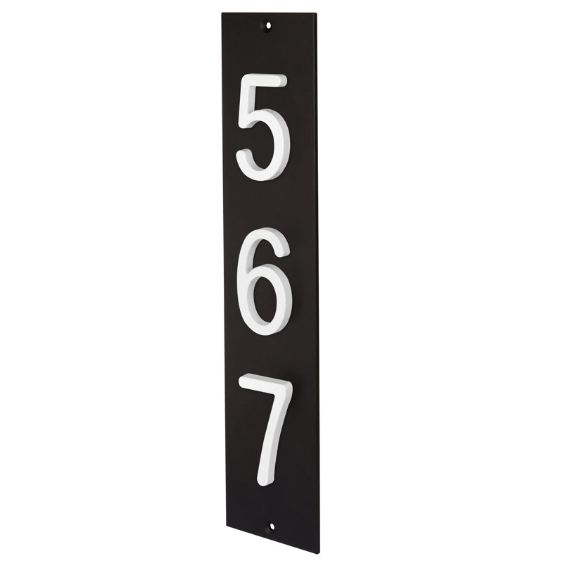 Plaque d'adresse verticale en aluminium à 3 tiroirs Royal Shade, Noir, Blanc, Oui