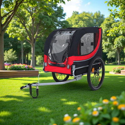 Grande remorque à vélo pliante pour chiens - transporteur tout-terrain d'une capacité de 66 lb, structure en acier durable pour le vélo, le jogging, le camping