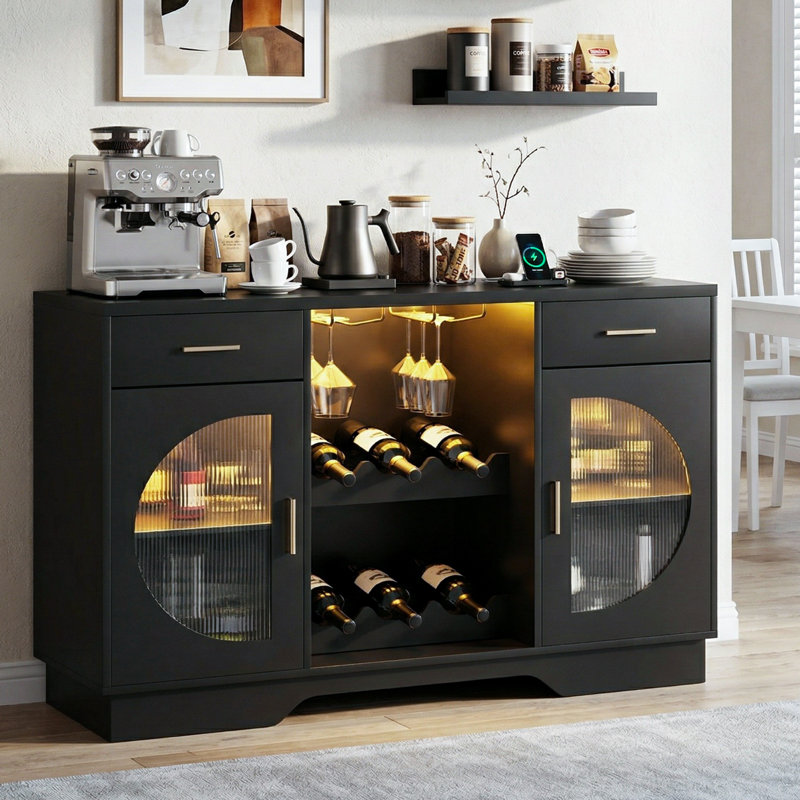 Bar à vin moderne avec lumières RVB et porte-verre