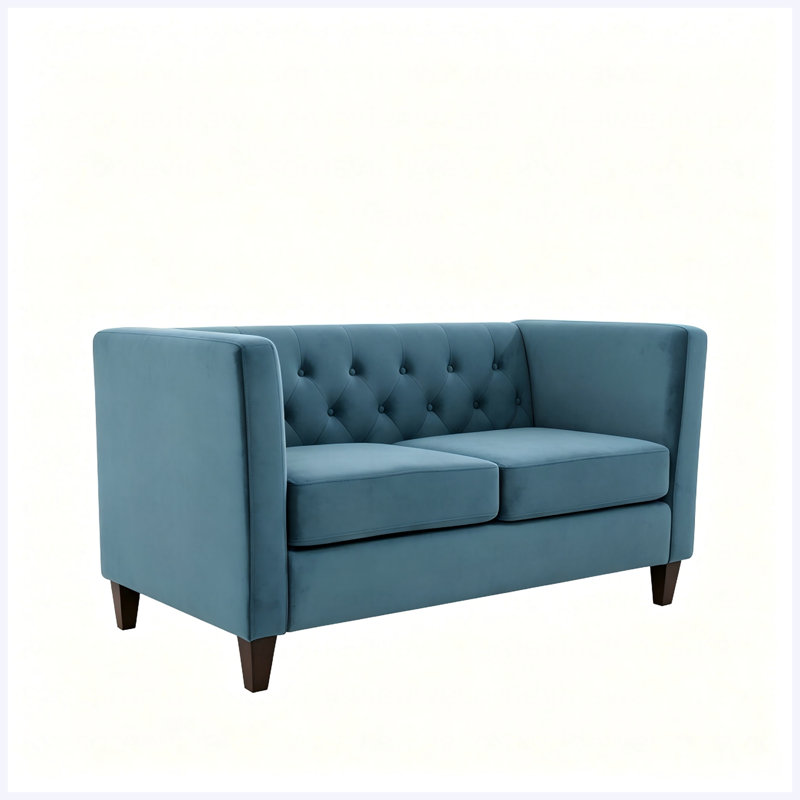 Canapé 2 places Mid-Century, Polyester bleu marine