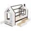 Lit plateforme simple avec tiroirs, lit maison en bois massif avec tablettes, conception enfantine, blanc et espresso-1475585669