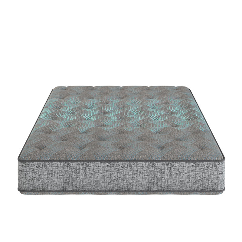 Matelas simple 9 po à deux bases en mousse, confort moyen, confort à long terme et contour, gris et bleu épais, avec fermeté équilibrée,