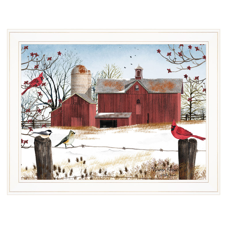 «Winter Friends» par Billy Jacobs - Reproduction d'art sur papier encadrée