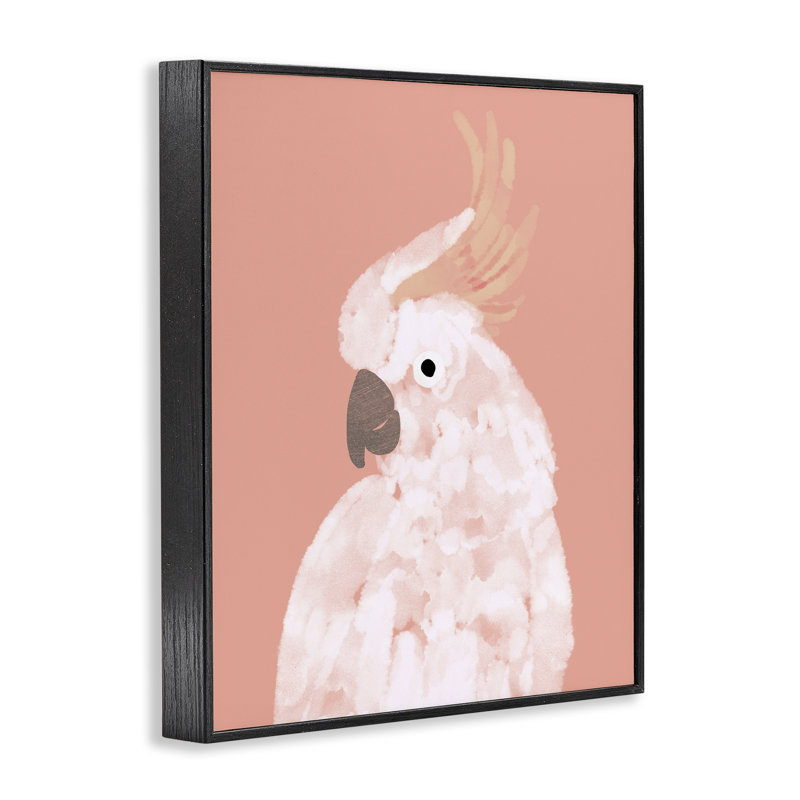 Cockatiel Print on Pink Canvas with Black Frame, 11 x 14