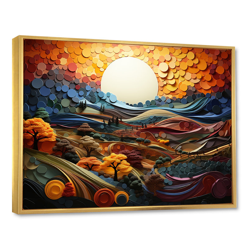 «Countryside Fusion Unveilé I» sur toile, Cadre flottant doré, H 12 po x l 20 po x P 1 po