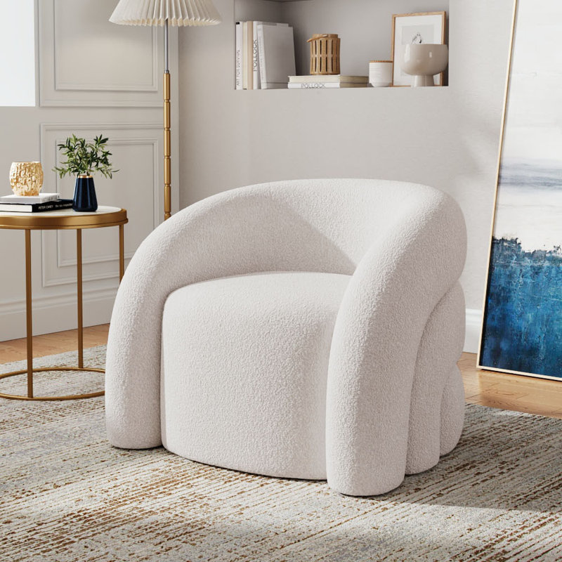 Bielka Accent Stool, Polyester, White