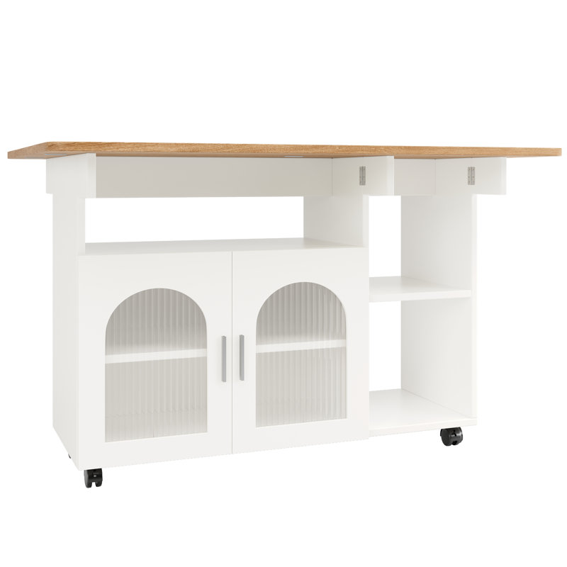Wood Kitchen Island, White