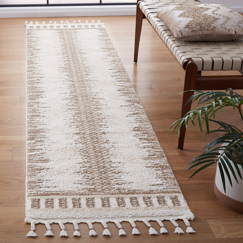 Welton Moroccan Tassel Shag Performance Geometric Rug, Runner 2'2" x 9'