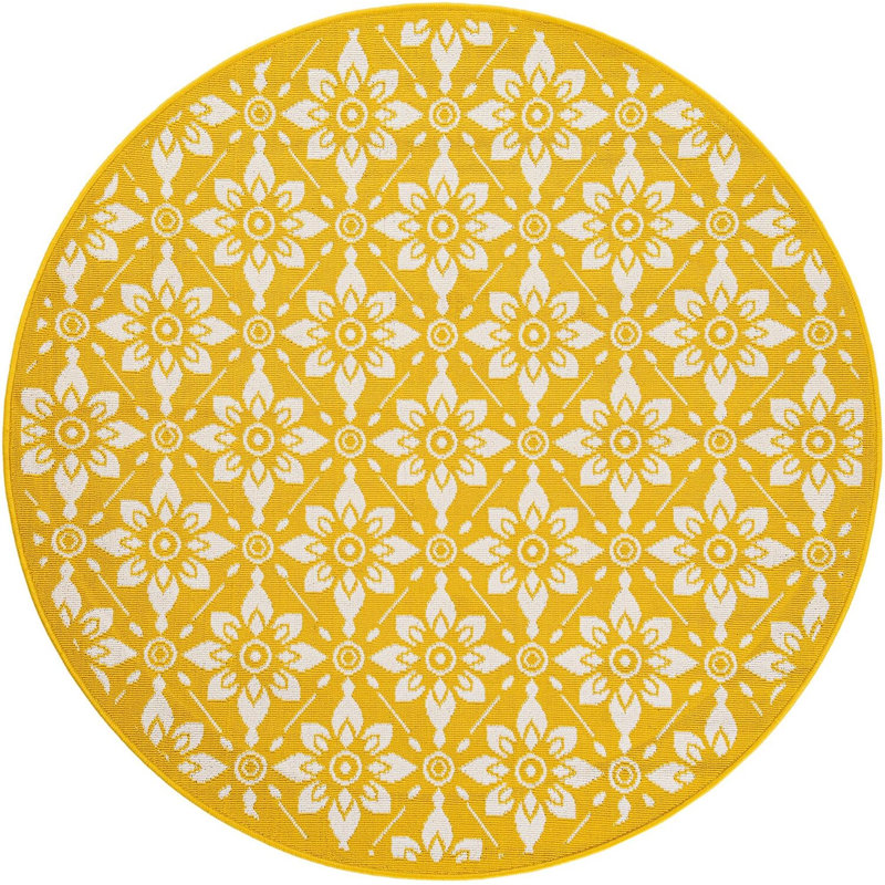 Tapis jaune Aucun, Rond 5 pi 1 po