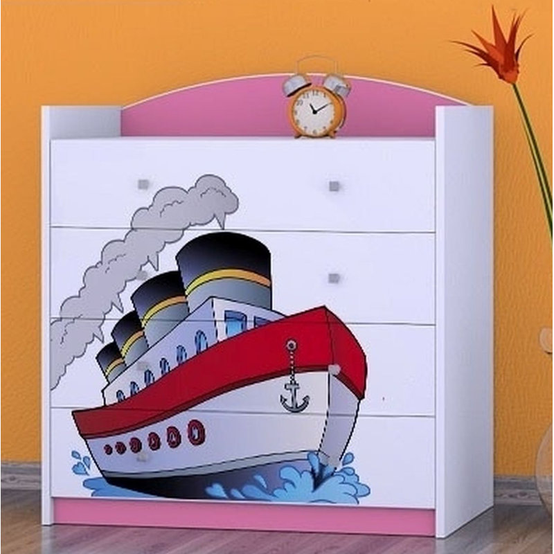 Newville Kids 4 - Drawer Chest, Pink