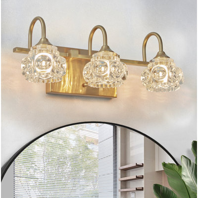 Luminaire moderne pour salle de bain 4 lumières avec abat-jour en verre transparent noir mat