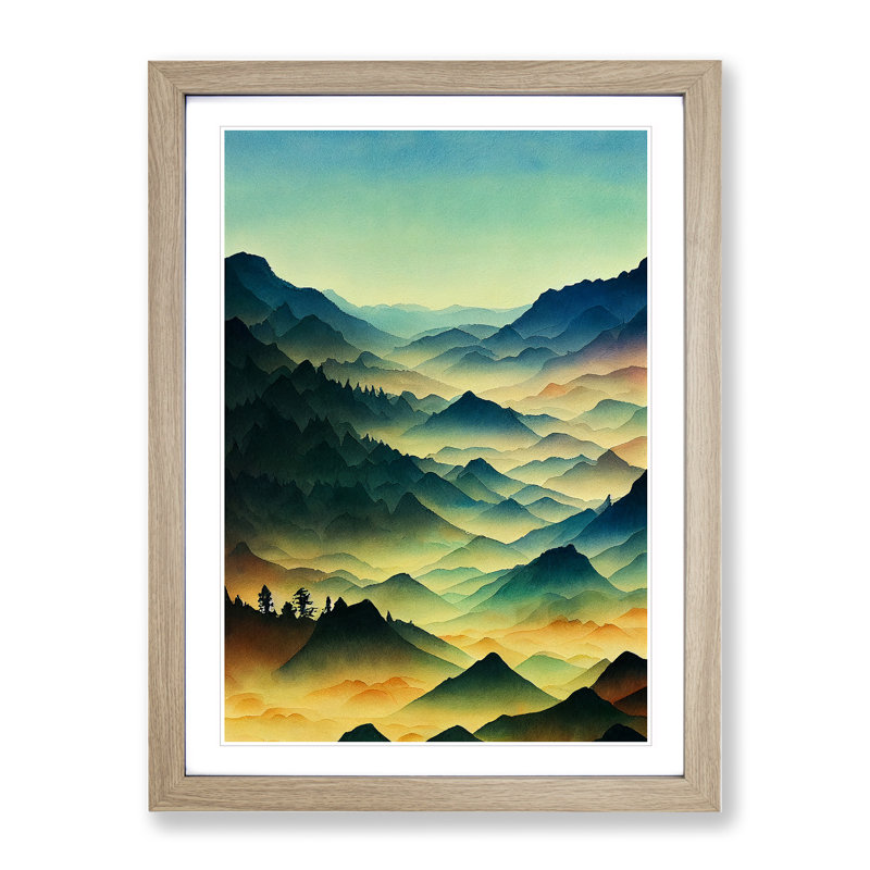 XV1022-4268X Stupendous Mountain Landscape - Print, 36cm H x 27cm W, Oak Framed Paper, White