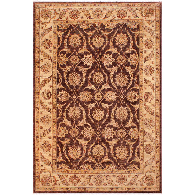 Tapis brun / brun clair en laine noué à la main 6 pi 2 po x 10 pi 2 po Abbigail Southwestern