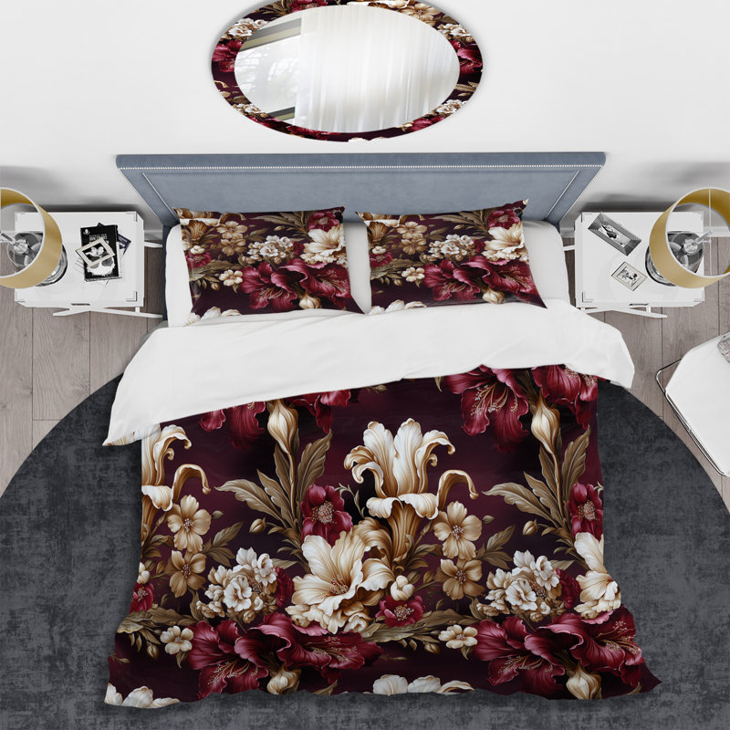 Ensemble de housse de couette Renaissance Revival Victorian, Housse de couette simple + 1 taie décorative stan