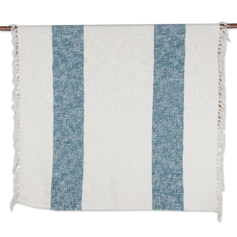 Plain Weave / Muslin Throw Blanket, Teal/Beige